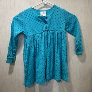 Hanna Andersson Teal and Navy Polka Dot Dress